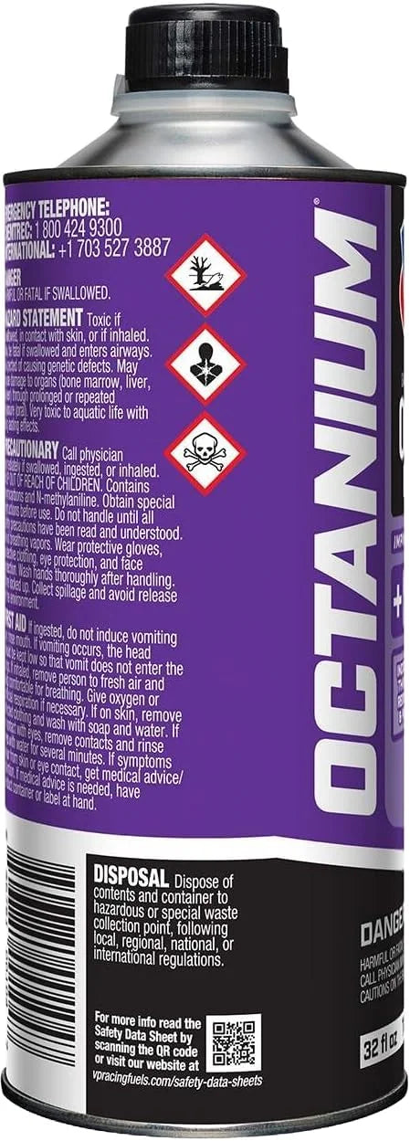VP Racing Fuels 2855, Madditive Octanium Octane Booster Racing Formula - Quart (8 Pack)