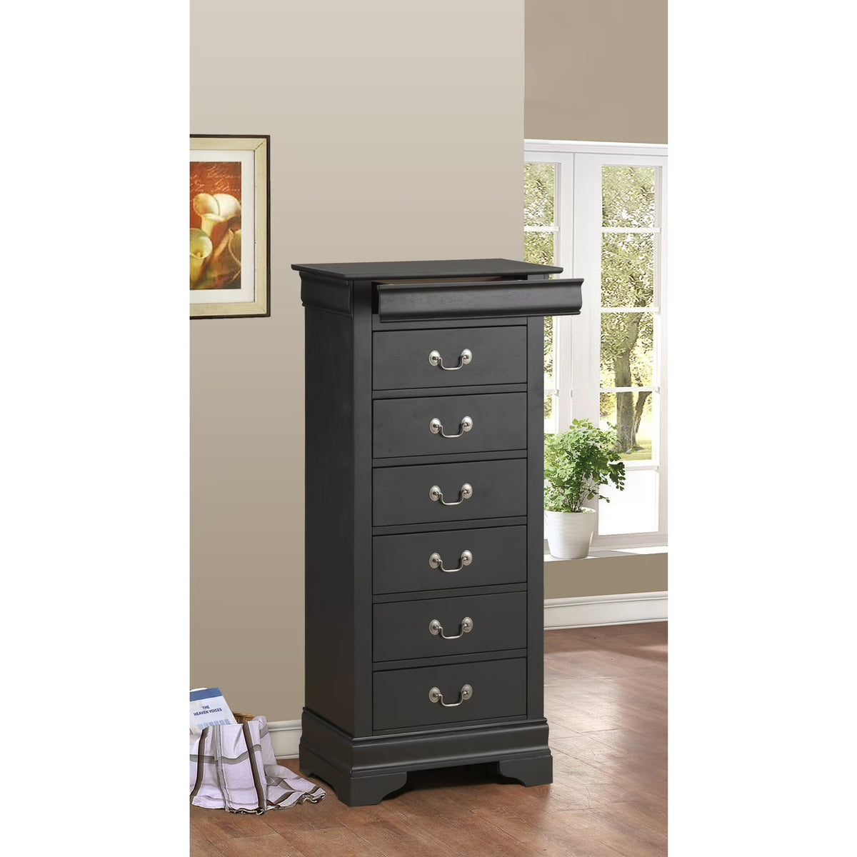 Glory Furniture Louis Phillipe 7 Drawer Lingerie Chest in Cherry