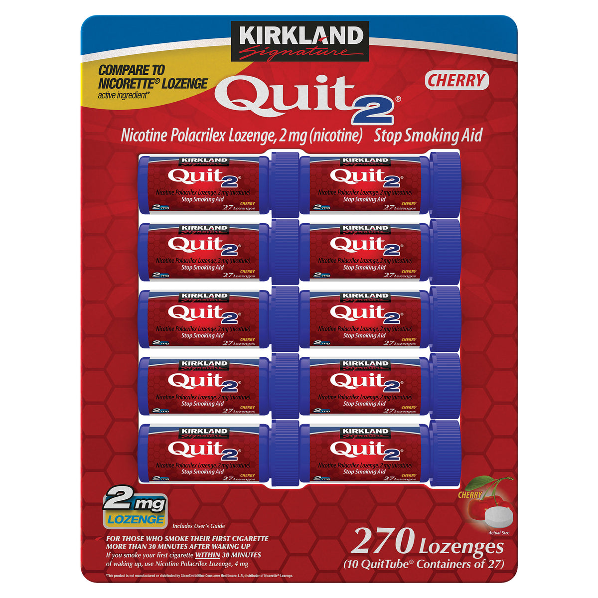 Kirkland Signature Quit 2mg or 4mg, Cherry Lozenges, 270 Pieces