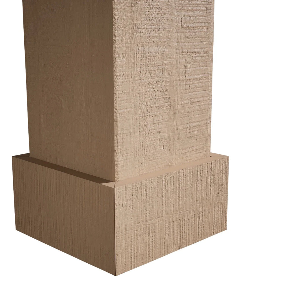 Ekena Millwork 18"W x 5'H Hand Hewn Endurathane Faux Wood Non-Tapered Square Column Wrap with Standard Capital & Base