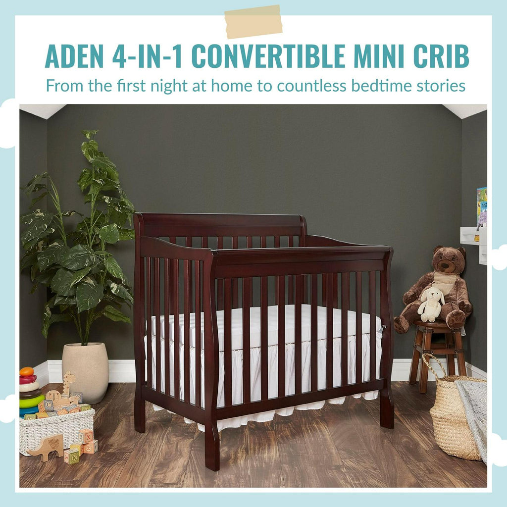 Dream On Me Aden 4-in-1 Convertible Mini Crib Espresso