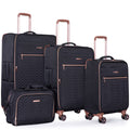 Travelhouse 4 Piece Luggage Set Softside Expandable Lightweight Suitcase with Double Spinner Wheels.(Black)