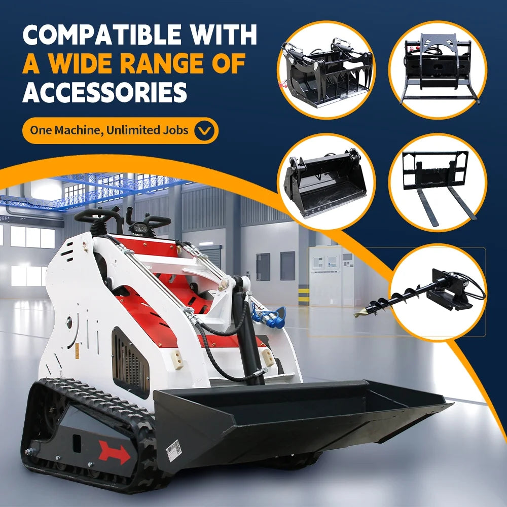 DigMaster 13.6 HP B&S Gasoline Engine Mini Skid Steer Track Loader EPA Certified for Farm Construction and Landscaping