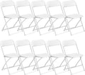 Ktaxon 10 Pack Commercial Plastic Folding Chairs Stackable Wedding Party Chairs Portable Chairs for Outdoor White