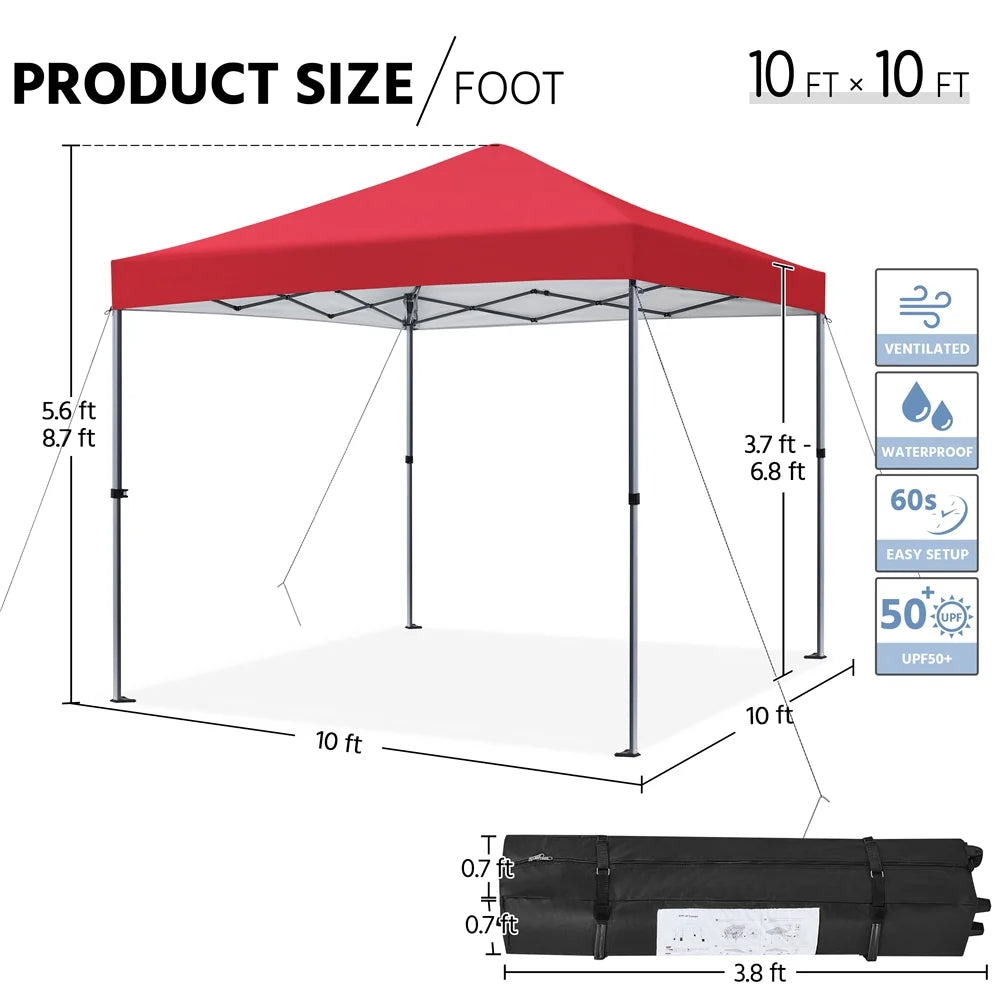 Topeakmart 12x12ft Commercial Pop-up Canopy Tent with Adjustable Height for Outdoor, White