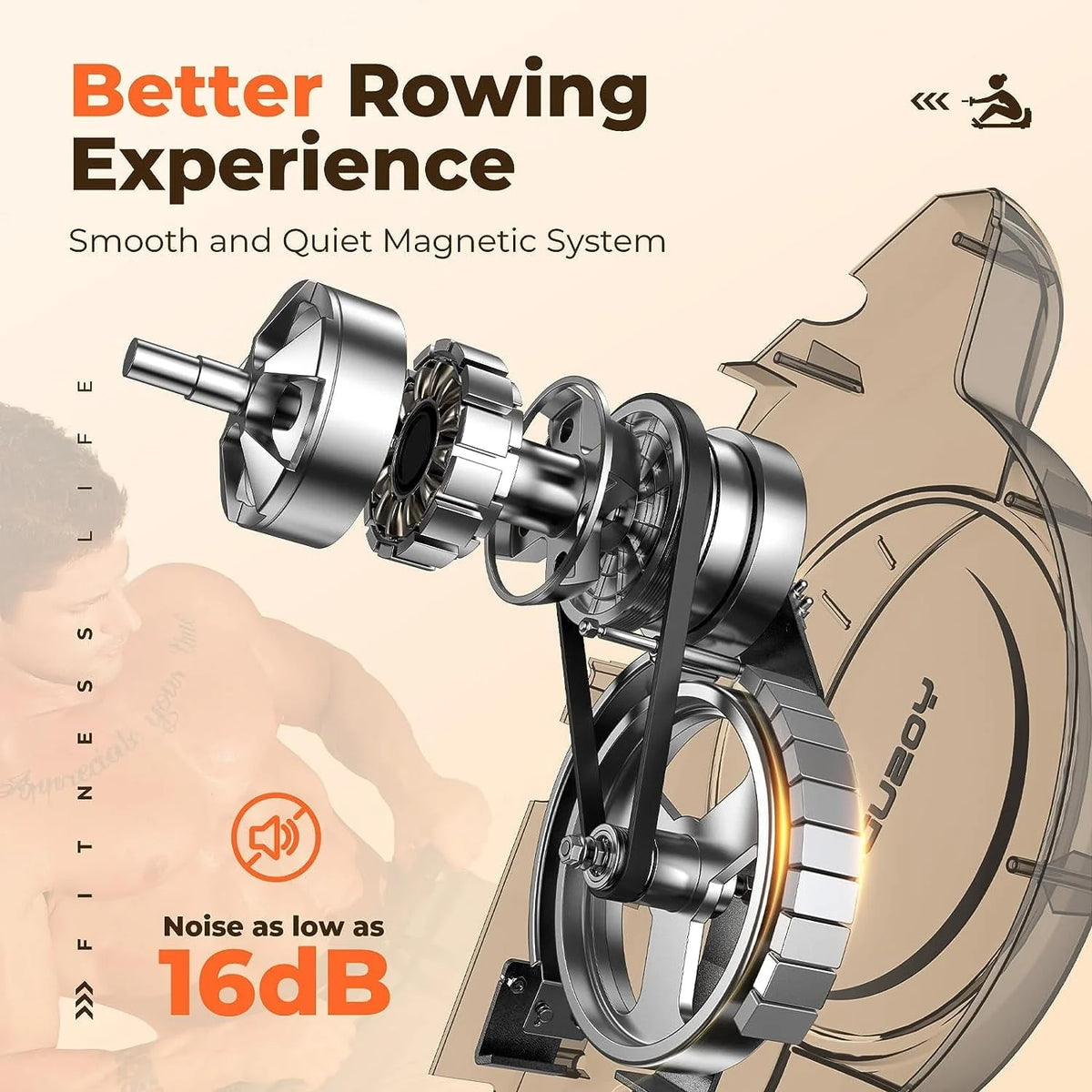 UPGO Magnetic Rowing Machine 350lbs Weight Capacity and 8 Level Resistance, Foldable Rower for Home with LCD Monitor