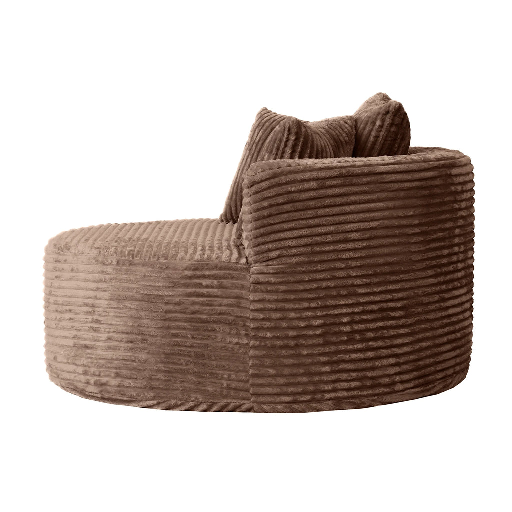 Sodrens Oversized Chaise Lounge Chair Indoor,Upholstered Sofa Bed with Throw Pillows and Armrests,Sleeper Chair for Living Room,Bedroom,Brown,Corduroy