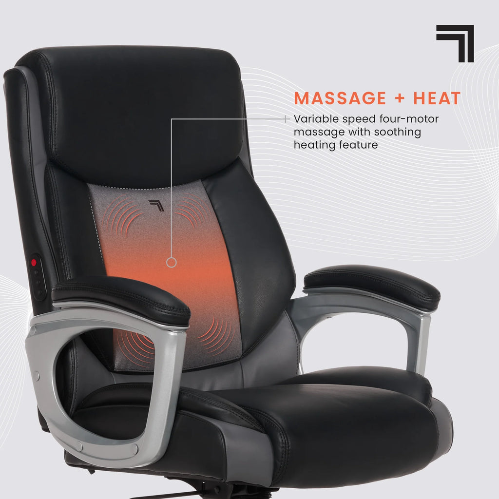 Sharper Image S-120 Massage and Heat Office Chair, Gray/White