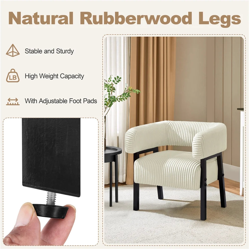 Yaheetech Upholstered Barrel Accent Chairs with Solid Wood Legs, Set of 2, Beige