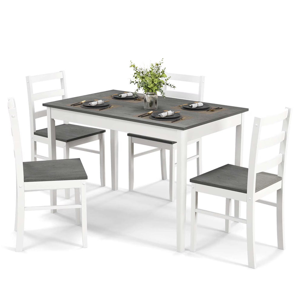 Costway 5-Piece Dining Set Solid Wood Kitchen Furniture with Rectangular Table & 4 Chairs