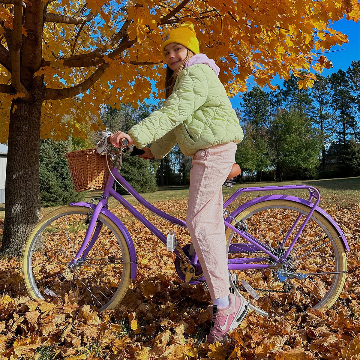 Glerc Missy 24" Girls Cruiser Bike 6-Speed Women's Hybird Bicycle for Ages 7-11 Years, Mint Green