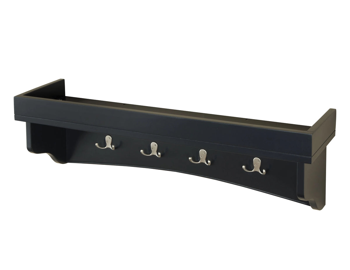 Alaterre Shaker Cottage Storage Bench/Coat Hooks with Tray, Black