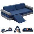 Ainfox Kids Couch, 10PCS Modular Fold Out Play Couch Sofa for Toddler Playroom & Bedroom, Soft Foam Kids Explorer Furniture Play Set with Washable Covers