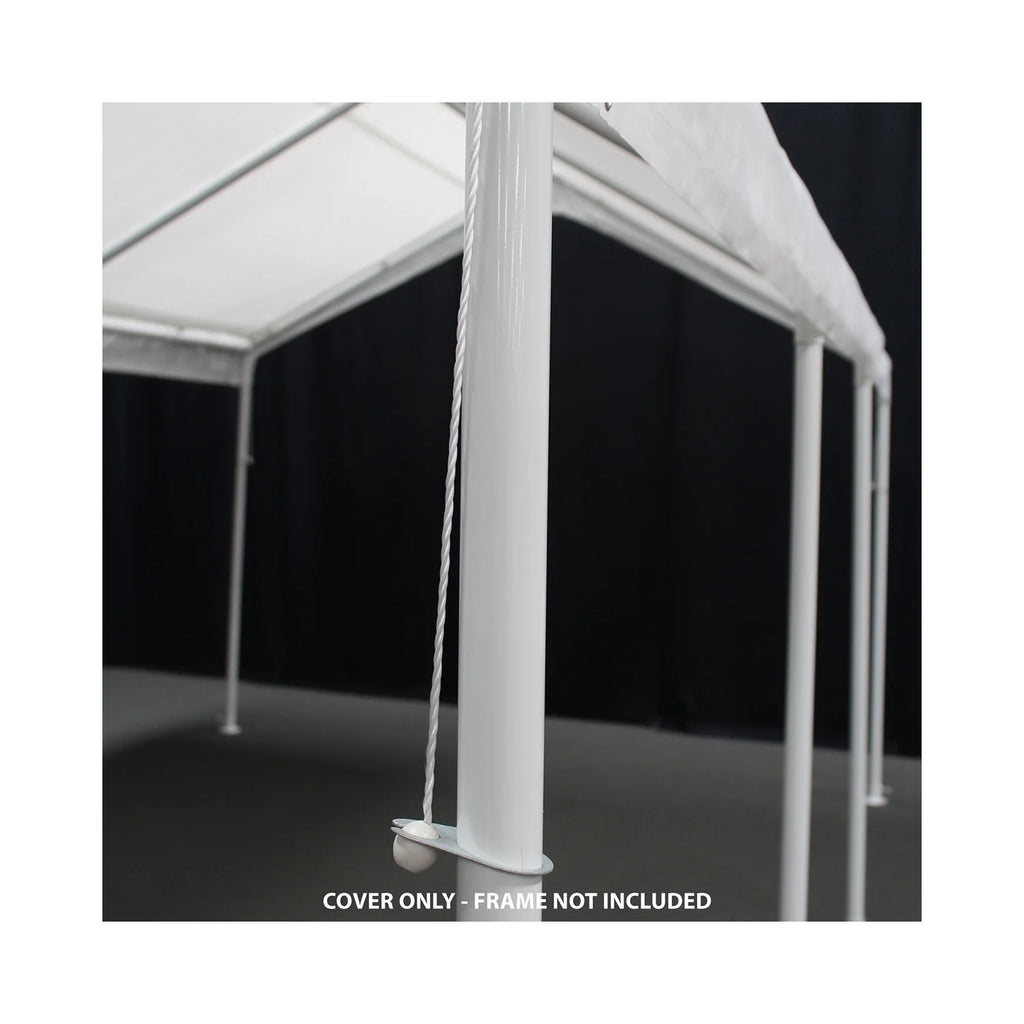 King Canopy 18 ft x 20 ft White Drawstring Carport Canopy Cover