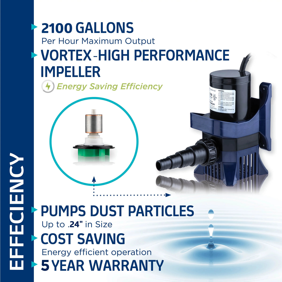 Alpine Corporation 2100 GPH Cyclone Pond Pump Submersible