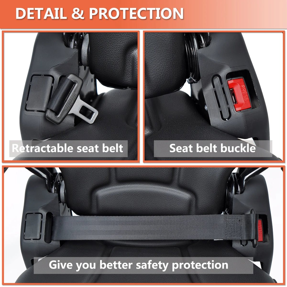 TICSEA Low Profile Suspension Tractor Seat, Adjustable Backrest & Slide Rails