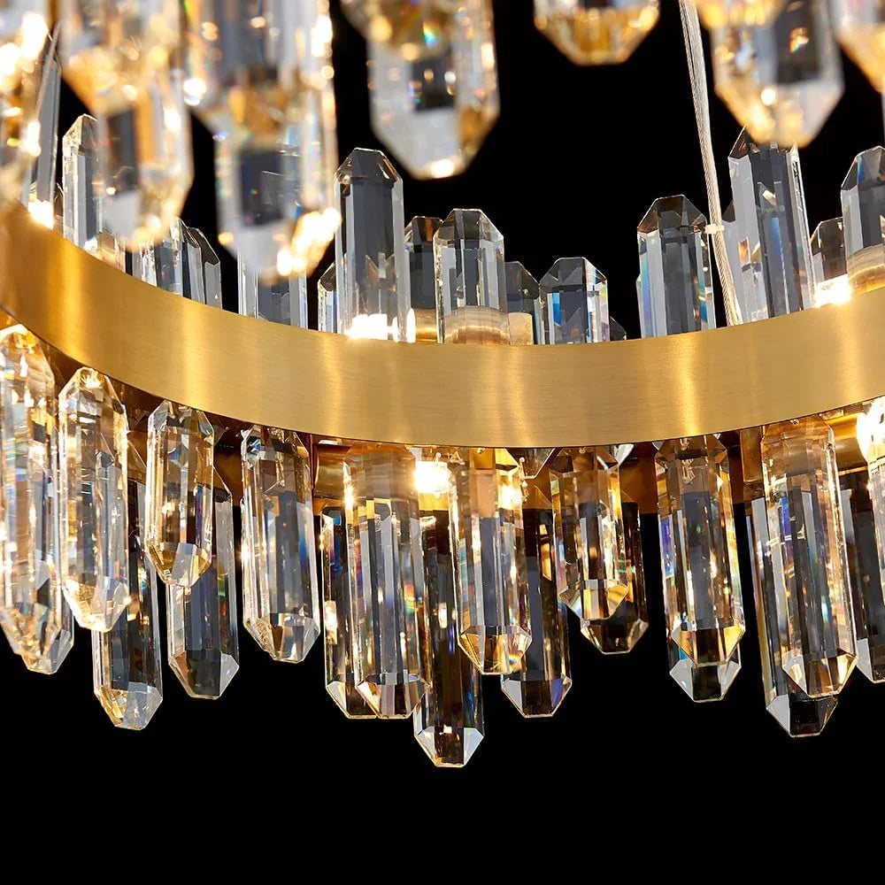 Posiosa Gold Modern Oval Crystal Chandelier, 16-Lights Luxury Chandeliers Modern 2-Tiers K9 Crystal Chandelier Pendant, Light Fixture G9 Lights for Dining Living Room Entryway Kitchen Dia 23 inch