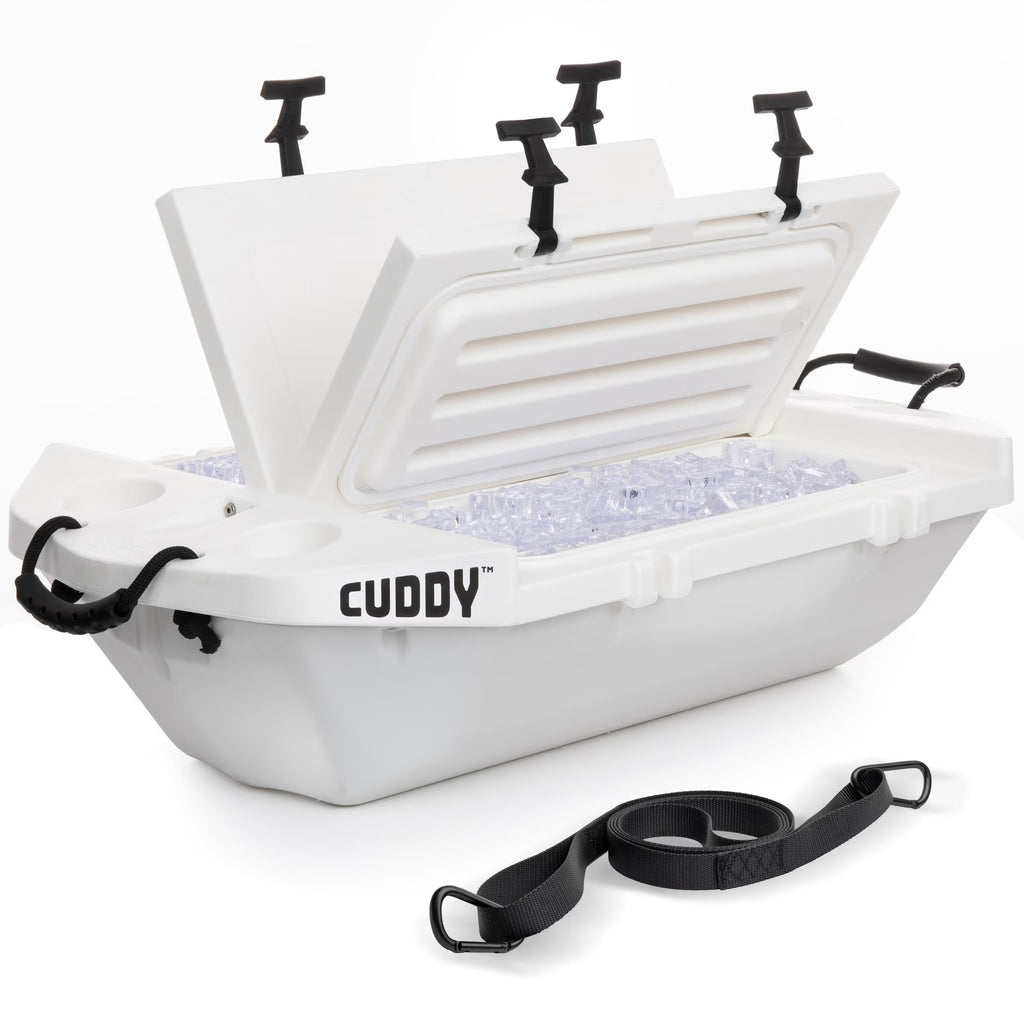 Cuddy Floating Cooler and Dry Storage Vessel - 40QT - Amphibious Hard Shell Design, Navy