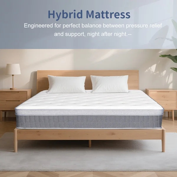 Full Size Mattress in a Box 14 Inch Memory Foam Hybrid Mattress with Pocketed Springs Medium Firm Support Motion Isolation Edge Support Night Trial