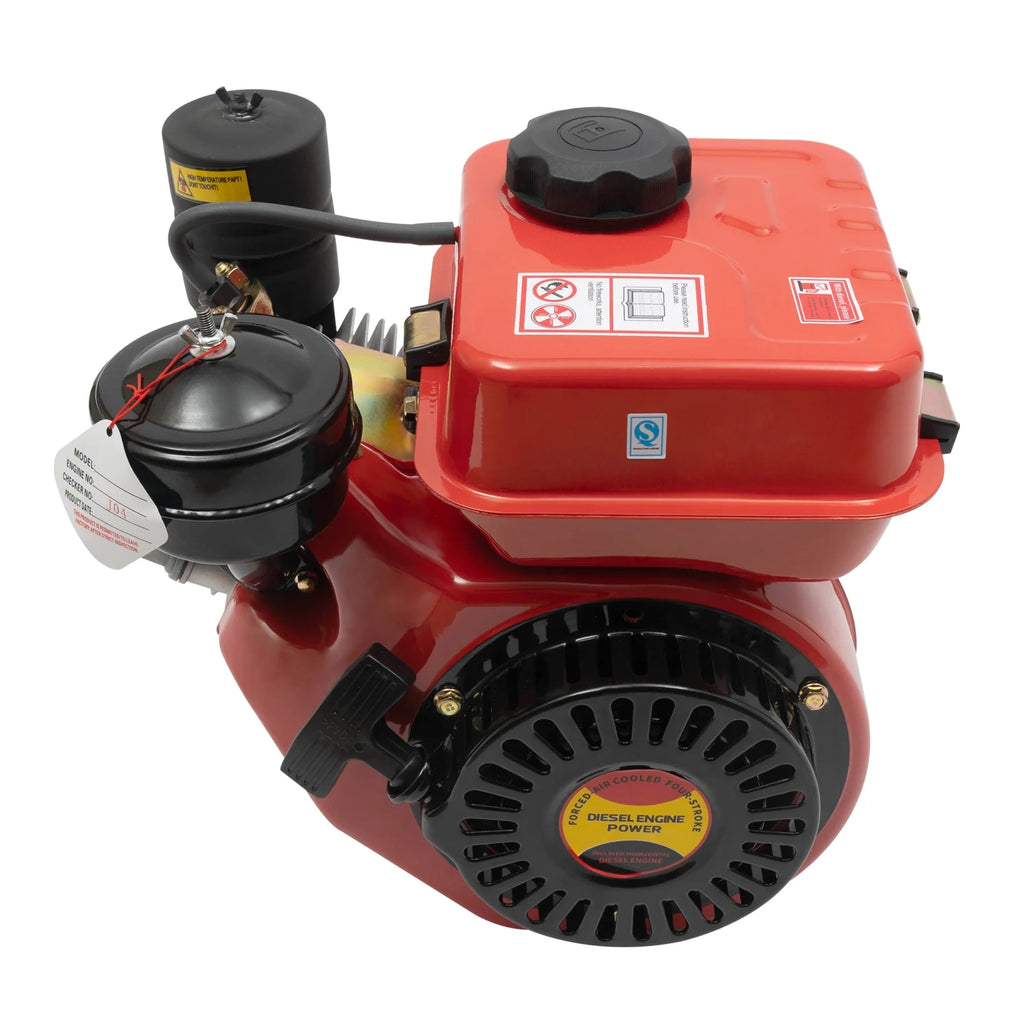 Peakora 4-Stroke 3-Horsepower Single-Cylinder Diesel Engine Recoil Start System Diesel Motor for Go Cart Mini Bike Chipper Log Splitter Lawn Mower Cement Mixer (Red)