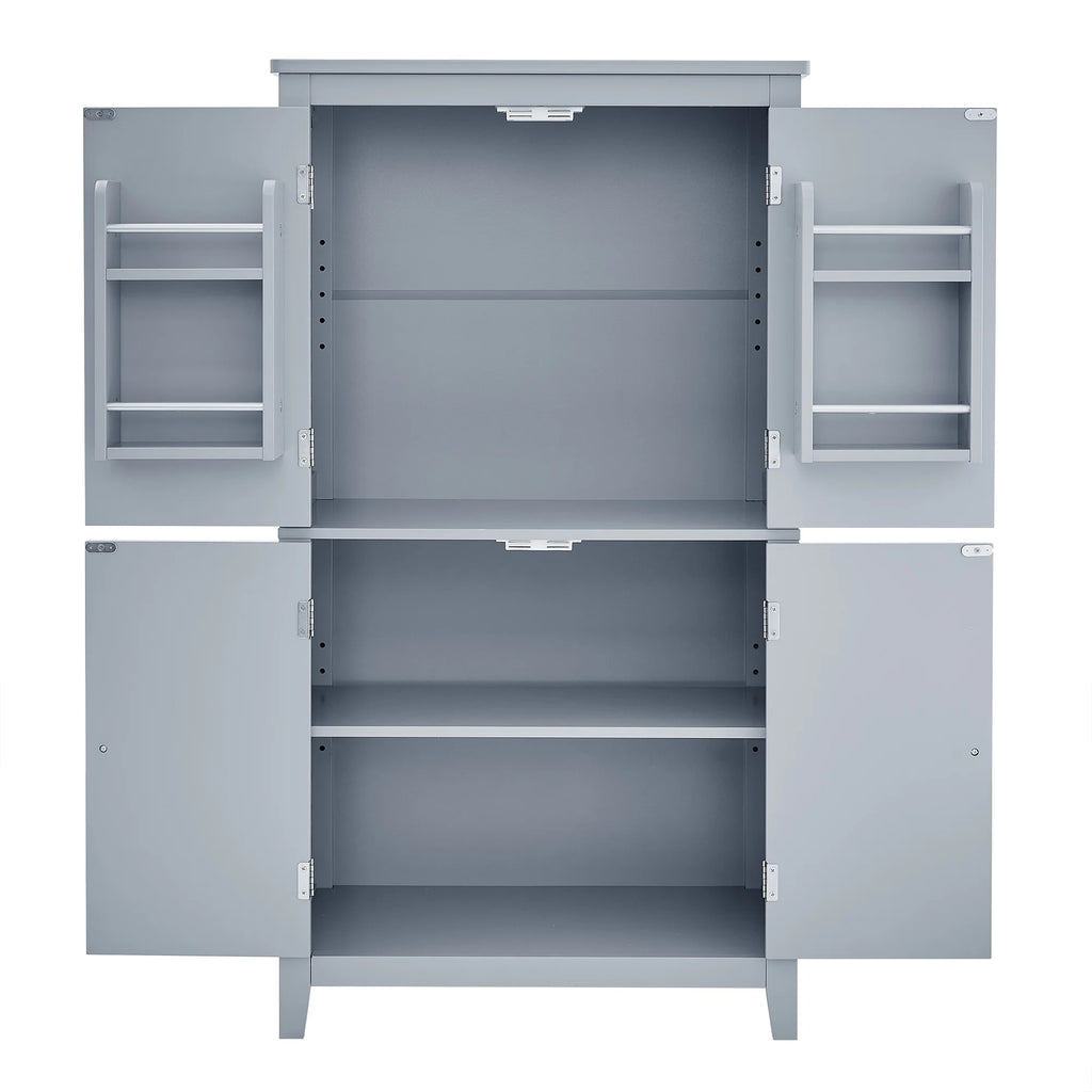 Elegant Bathroom Floor Storage Cabinet, Bathroom Storage Unit, Freestanding Cabinet with 4 Doors