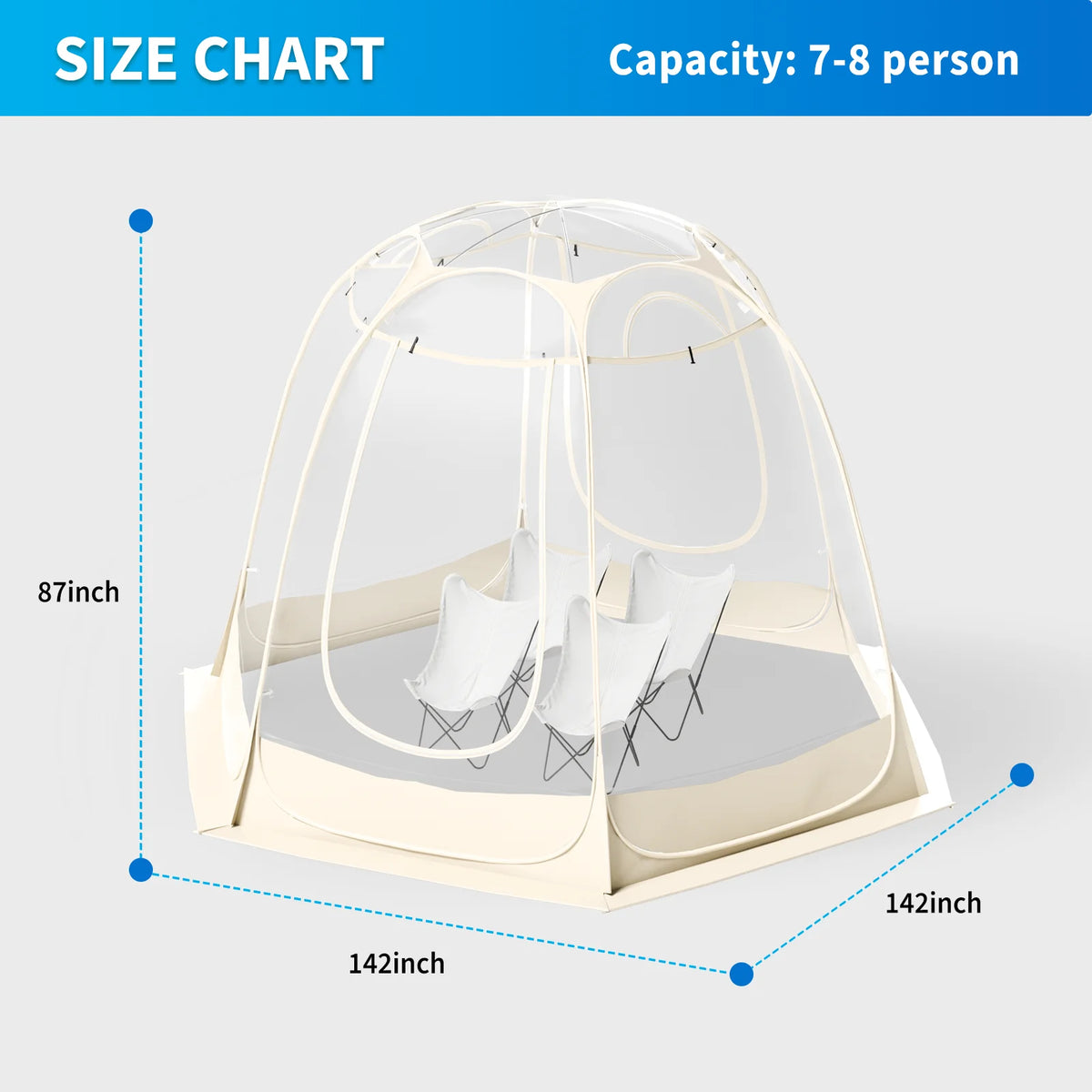 TABU Pop Up Bubble Tent, Sports Tent for 6-7 People, Portable Weatherproof Clear Tent, 10 x 10 ft