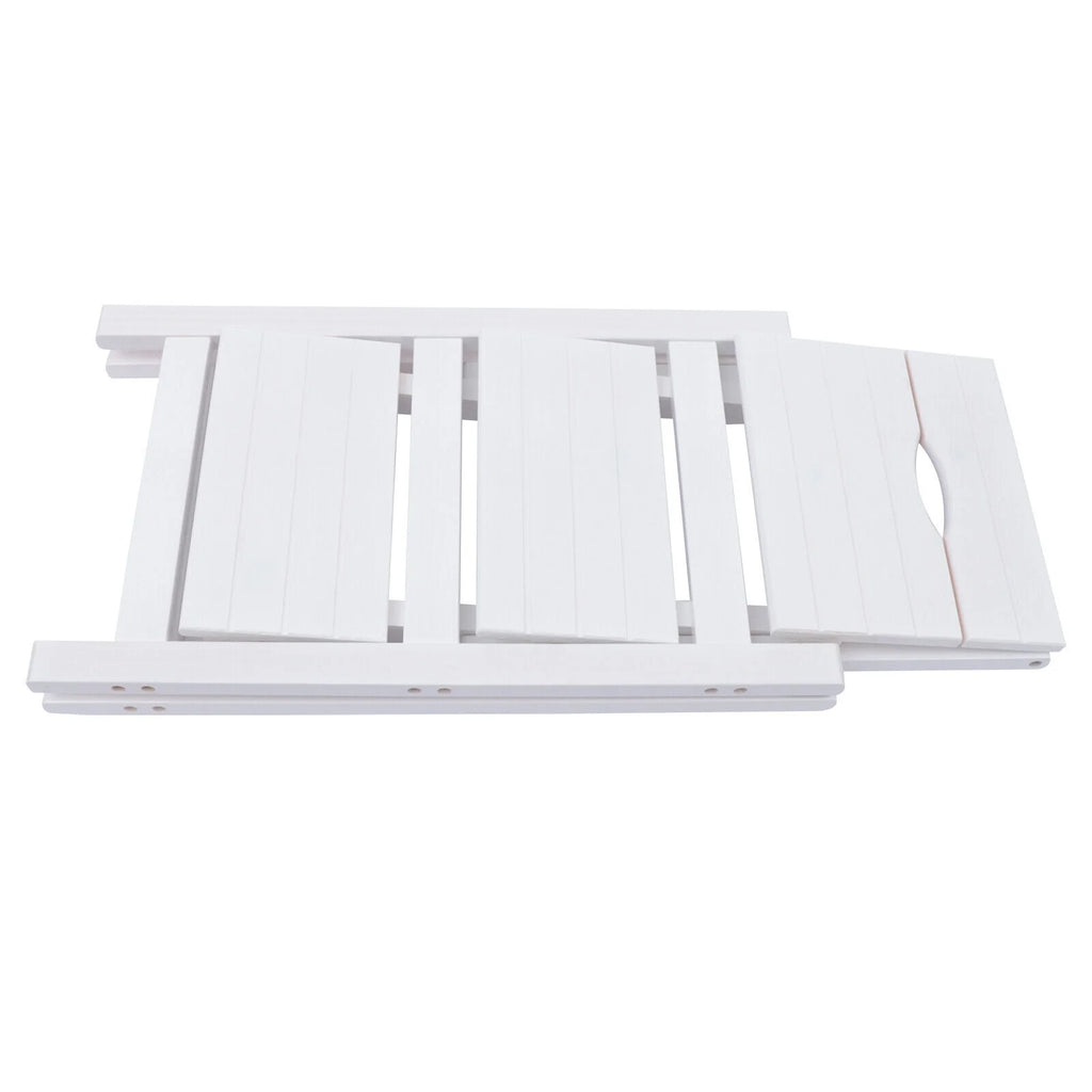 White 3-Tier Step Stool Solid Wood Folding Ladder Anti-Slip Step Stool