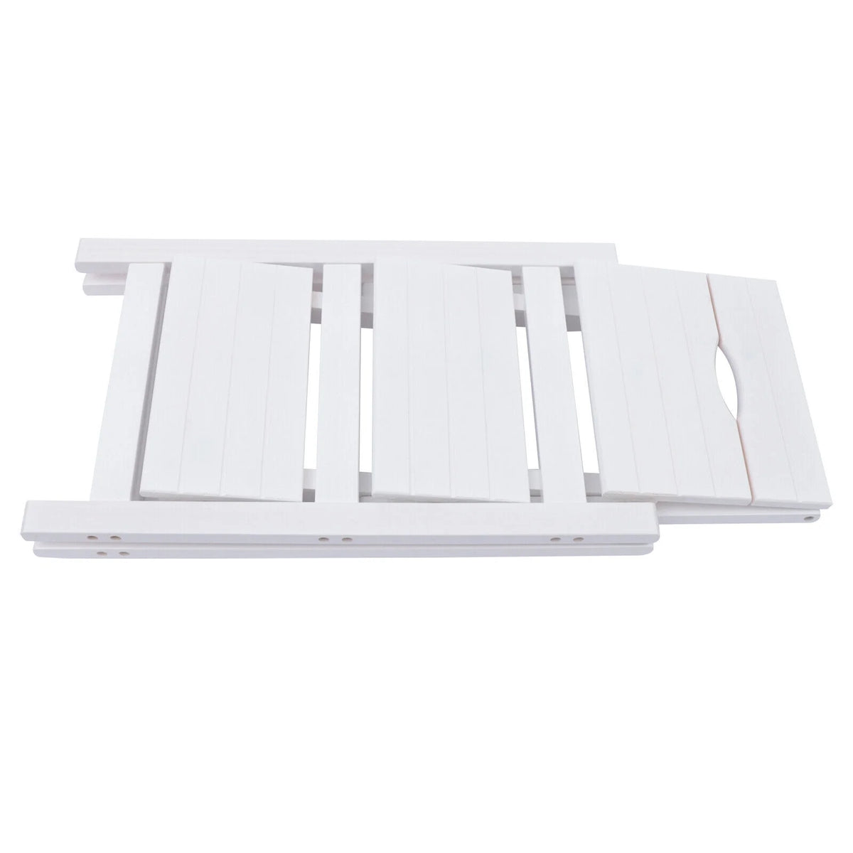 White 3-Tier Step Stool Solid Wood Folding Ladder Anti-Slip Step Stool