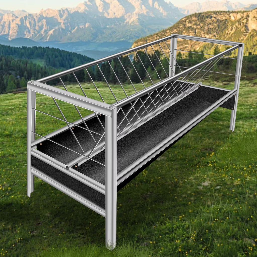 Stainless Steel Livestock Feed Stand, 2-in-1 Hay Water Trough, Heavy-Duty Joints, Ranch Durability