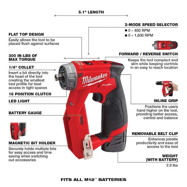 M12 FUEL 12V Lithium-Ion Brushless Cordless 4-in-1 Installation 3/8 in. Drill Driver Kit with 4-Tool Heads
