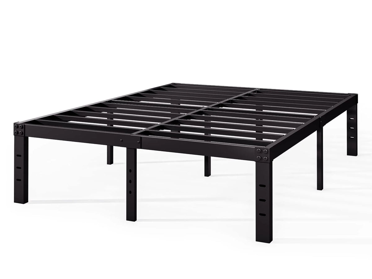 QFTIME 14" Queen Metal Bed Frame with Steel Slats, Heavy Duty Mattress Foundation