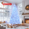 Ktaxon 9 FT Pre-Lit Christmas Tree, Hinged Xmas Pine Tree with 2000 Branch Tips, 650 Lights and Remote Control for Holiday Party Office Home, White