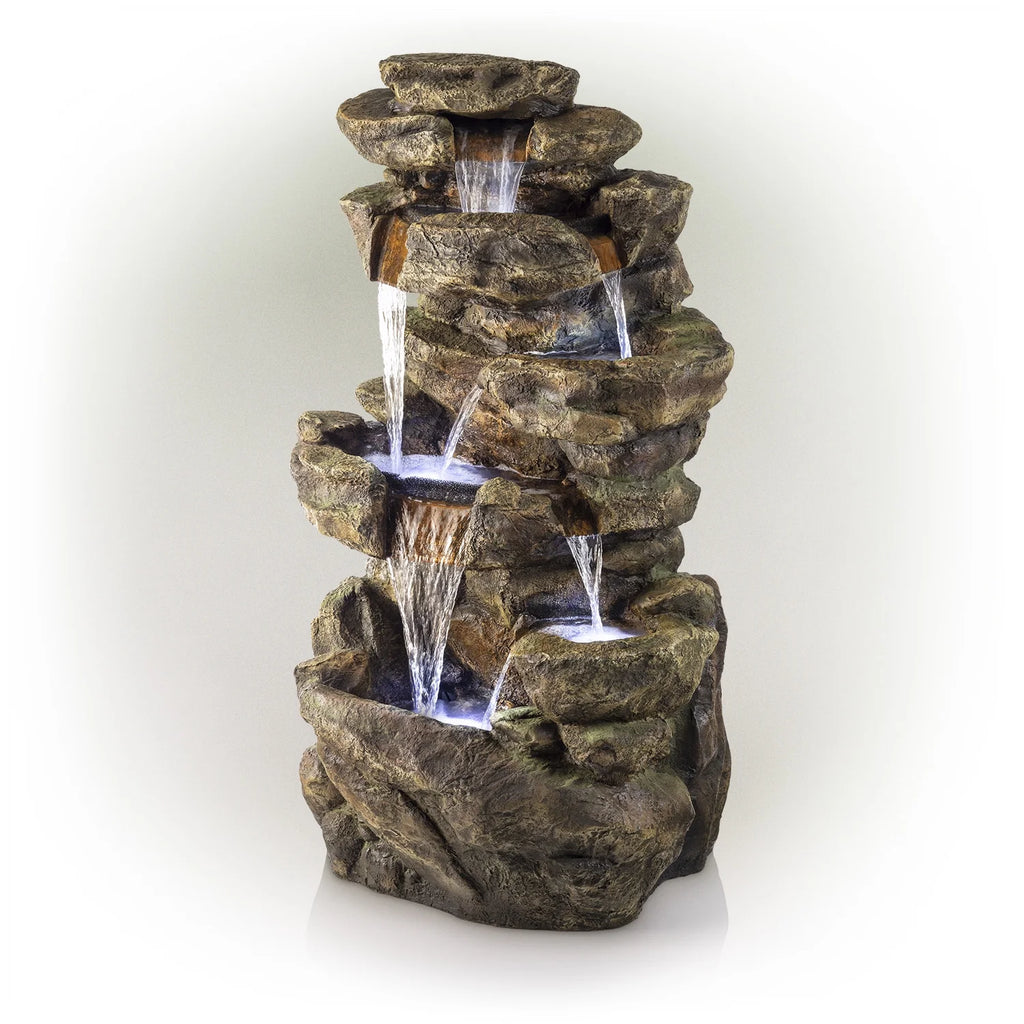 Alpine Corporation 6-Tier Amazonian Water Fountain with LED Lights