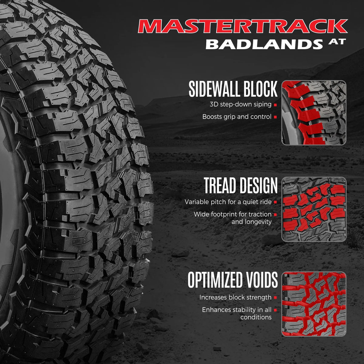 Mastertrack Badlands AT All Terrain 245/65R17 107T SUV All Season Tire 245/65/17(Tire Only)