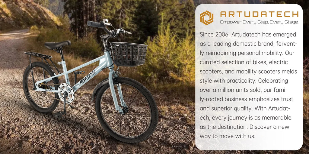 ARTUDATECH Kids Bike Girls  Boys 20 Inch Children's Bicycle with Basket for Age 6-12 Years old  with Air Pump and Bike bag