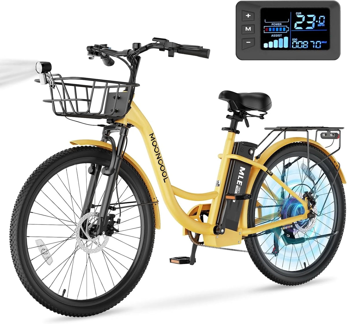 MOONCOOL Electric Bicycle for Adults 350W , 7-Speed Ebike with 36V 10.4Ah Removable Battery�� 40 Miles Range , 20 mph Electric Commuter Bike for Women Men, Certified to UL 2849 by SGS