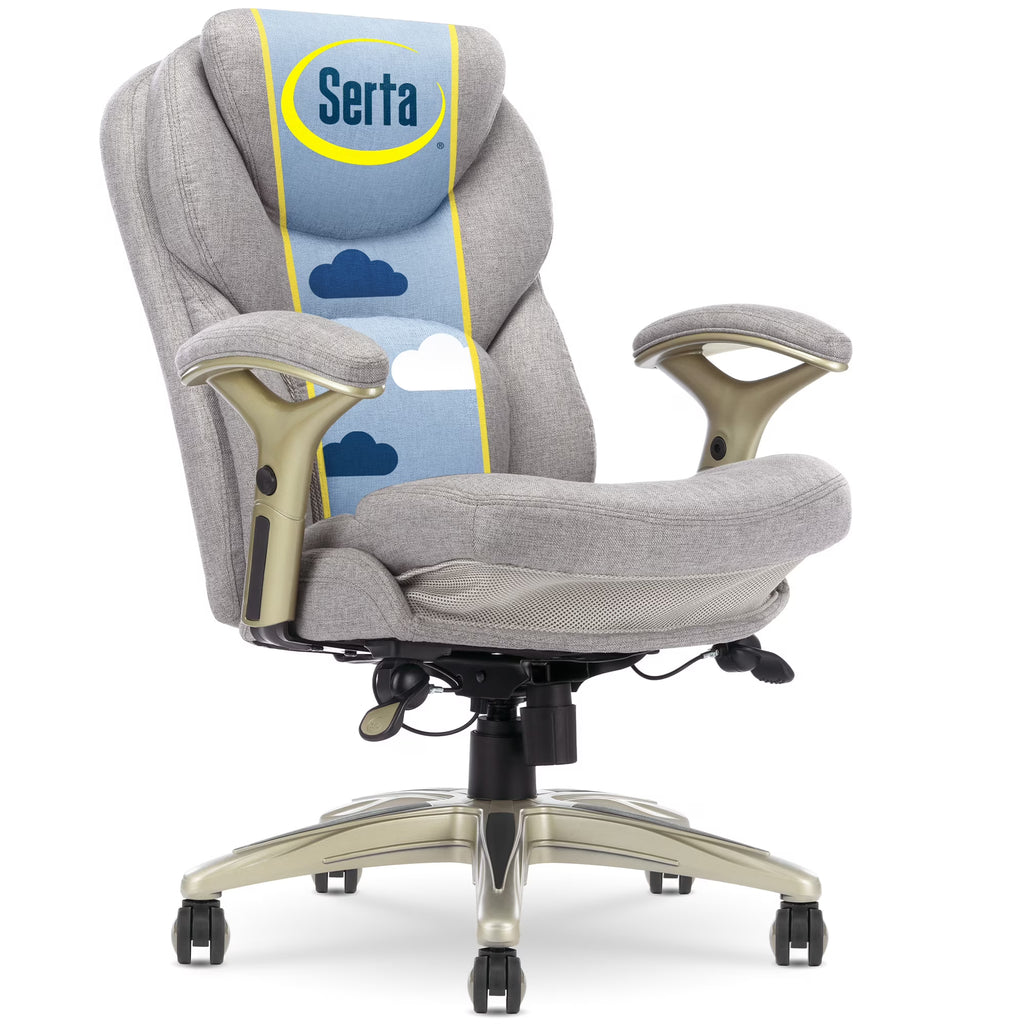 Serta Back in Motion Technology Fabric Executive Office Chair, Light Gray