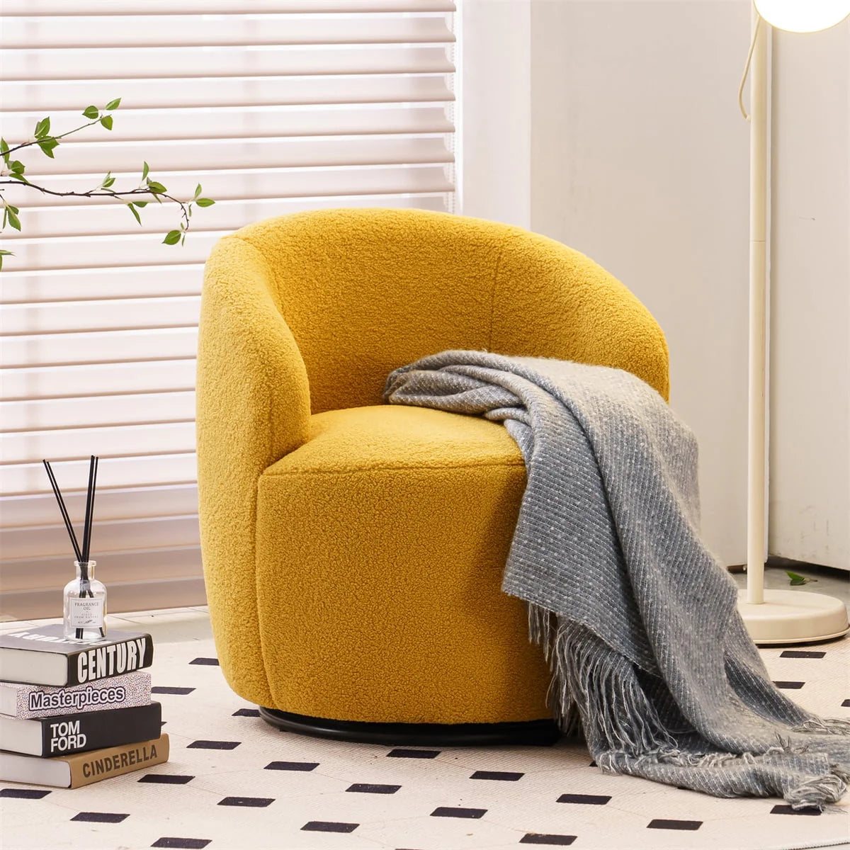 Swivel Accent Chair,Modern 360°Swivel Barrel Chair Leisure Chair,Accent Round Barrel Chair Reading Chair,Round Bucket Arm Chair with Comfy Tufted Back for Living Room Bedroom,Light Pink