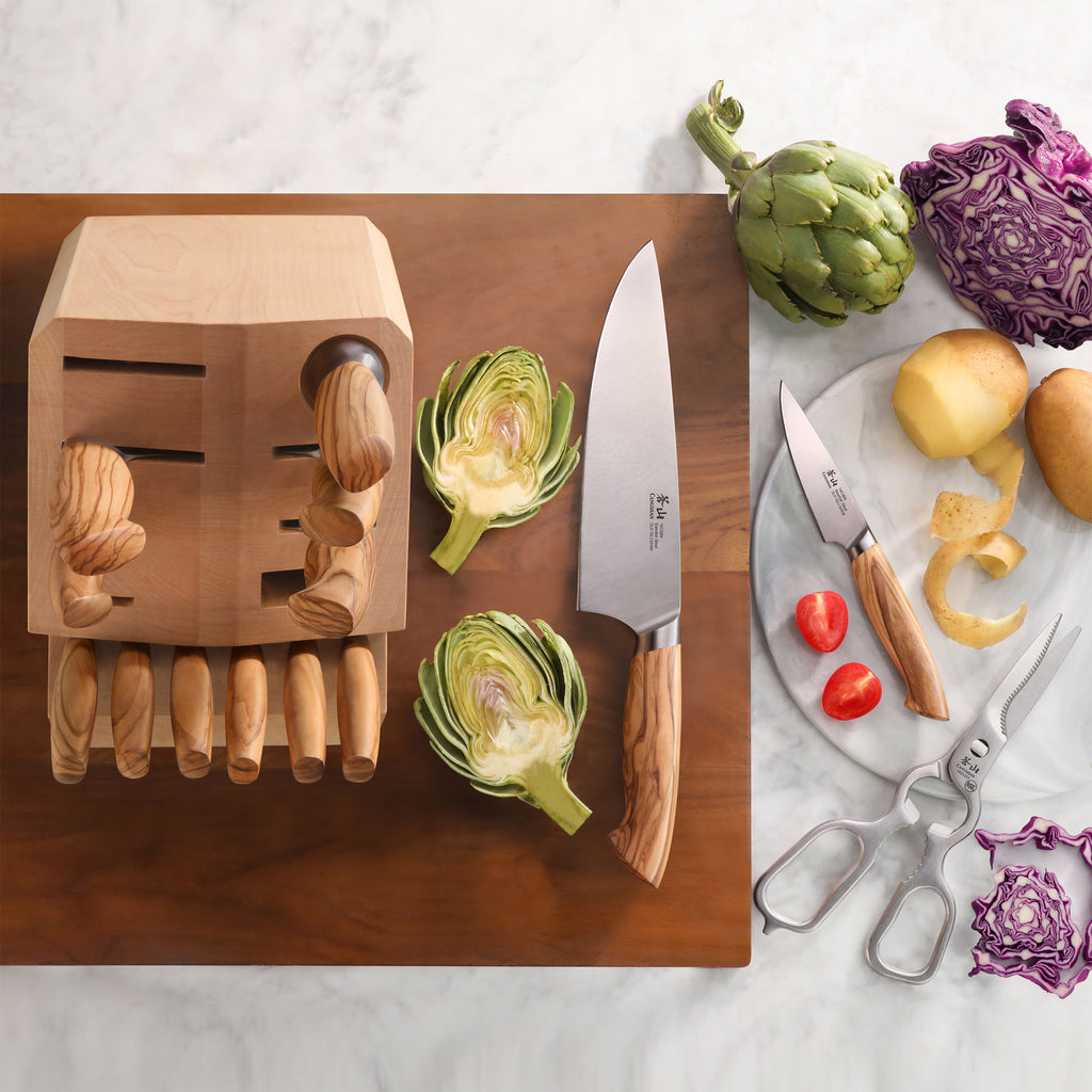 Cangshan OLIV Series Swedish Steel 15-Piece Knife Block Set, Maple Block