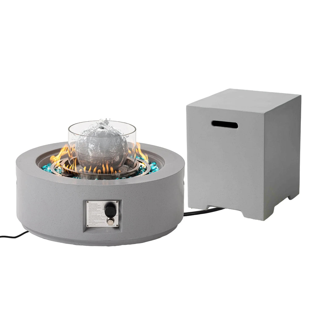 COSIEST 29.3-inch 50,000 BTU Outdoor Propane Fountain Round Fire Pit Table
