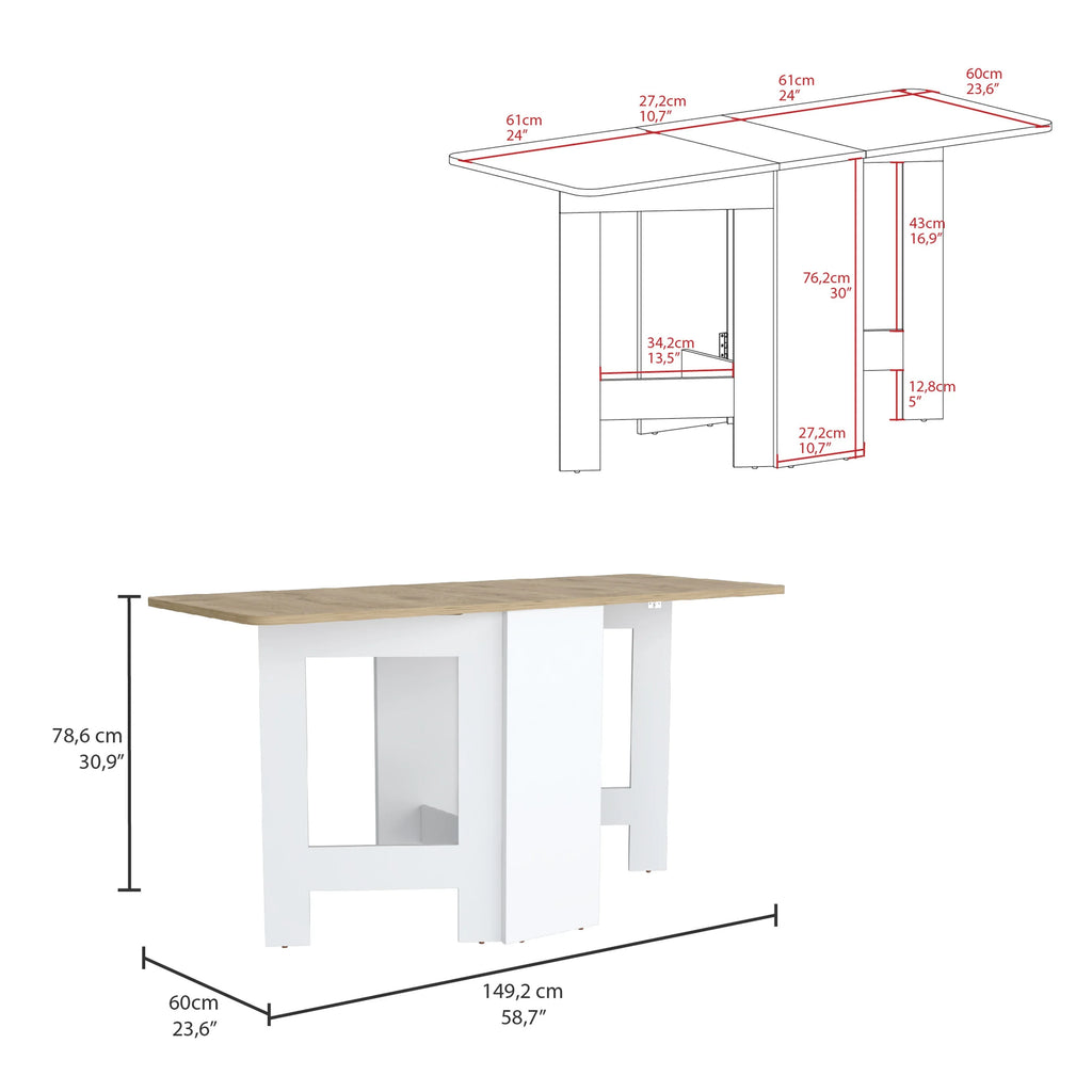 Gateleg Folding Table Space-Saving with Compact Design White / Macadamia