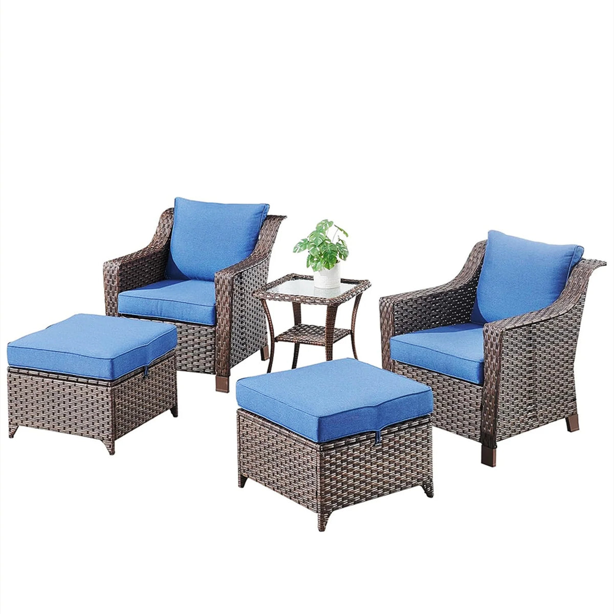 Bellefurn Outdoor Wicker Patio Chairs Set of 2 with Side Table,All-Weather Wicker Rattan Chairs Patio Furniture Chairs for Porch Balcony Backyard Yard Deck