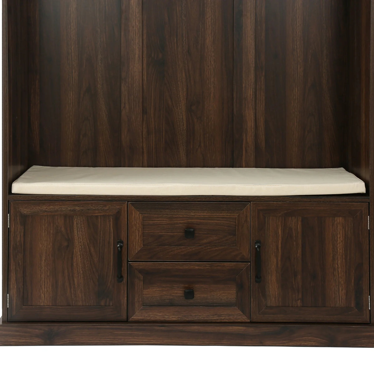 Triple Tree 3-in-1 Modern Wooden Tiger Entryway Bench Storage Cabinet Hall Tree