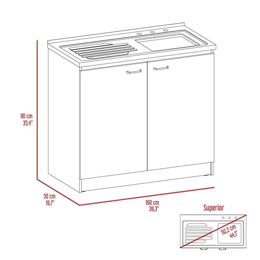 Pemberly Row White Modern Engineered Wood Napoles Utility Sink with Cabinet