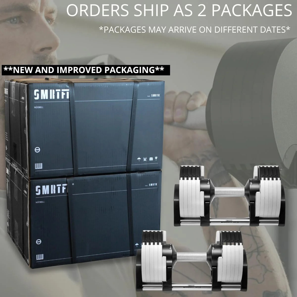 SMRTFT NUOBELL - All-in-One, Durable, Adjustable Dumbbells, Black, 5-80 lb