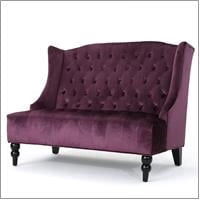 GDF Studio Leona Modern Glam Tufted Velvet Wingback Loveseat, Wine and Dark Brown