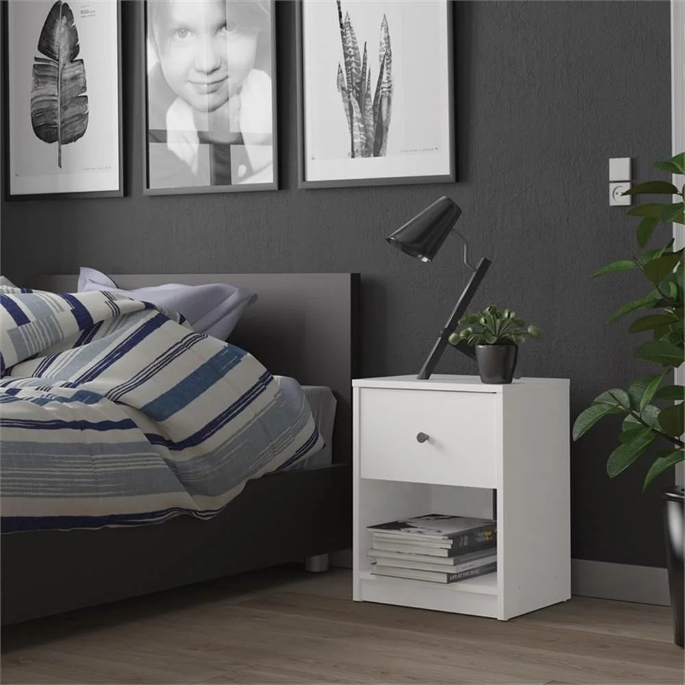 Pemberly Row 4 Pieces Set of Modern Wood Bedroom Furniture in White Finish