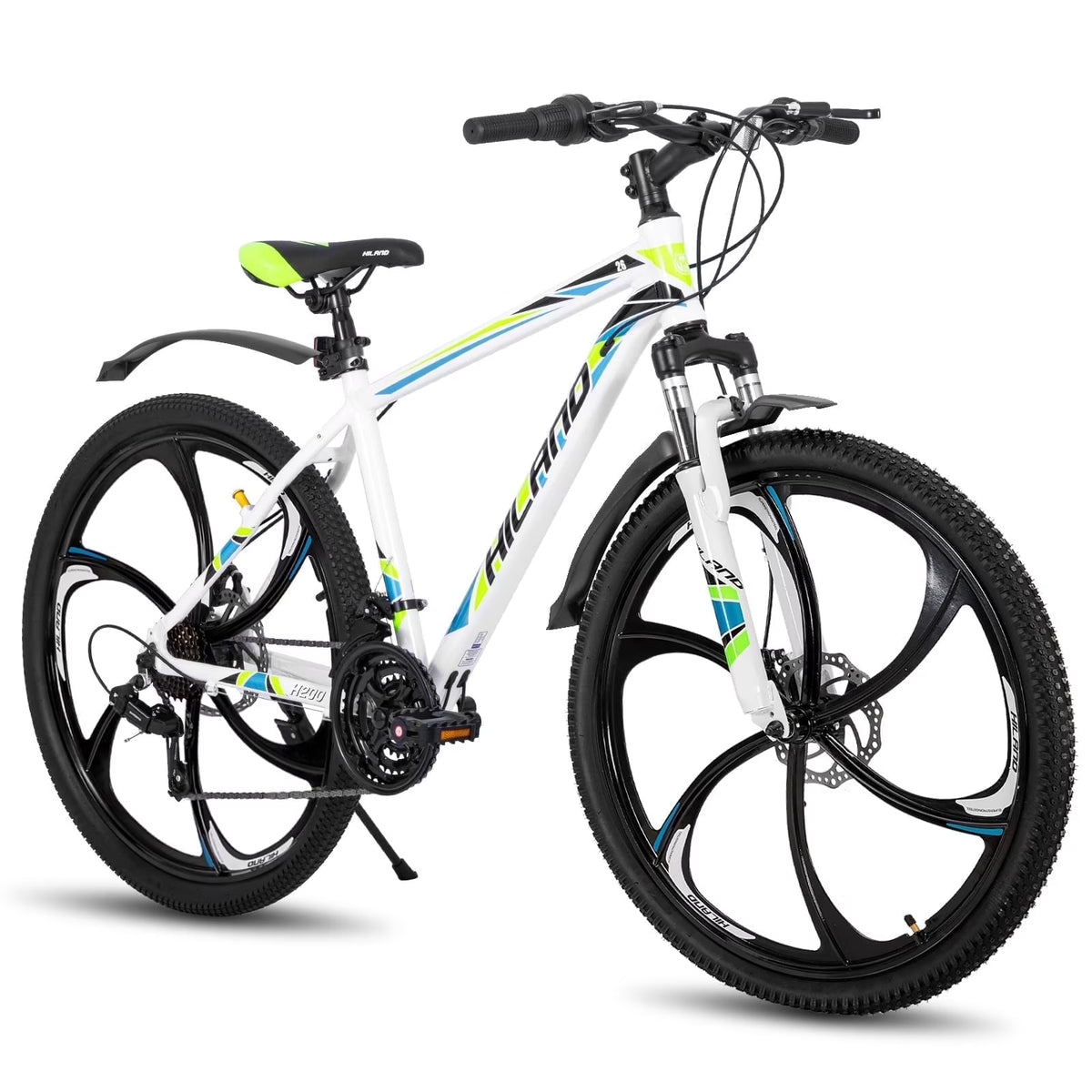 Hiland Mountain Bike, Multi-Spokes,Shimano 21 Speeds Drivetrain,Aluminum Frame 26 inch Wheels, Men's MTB Bicycle, White