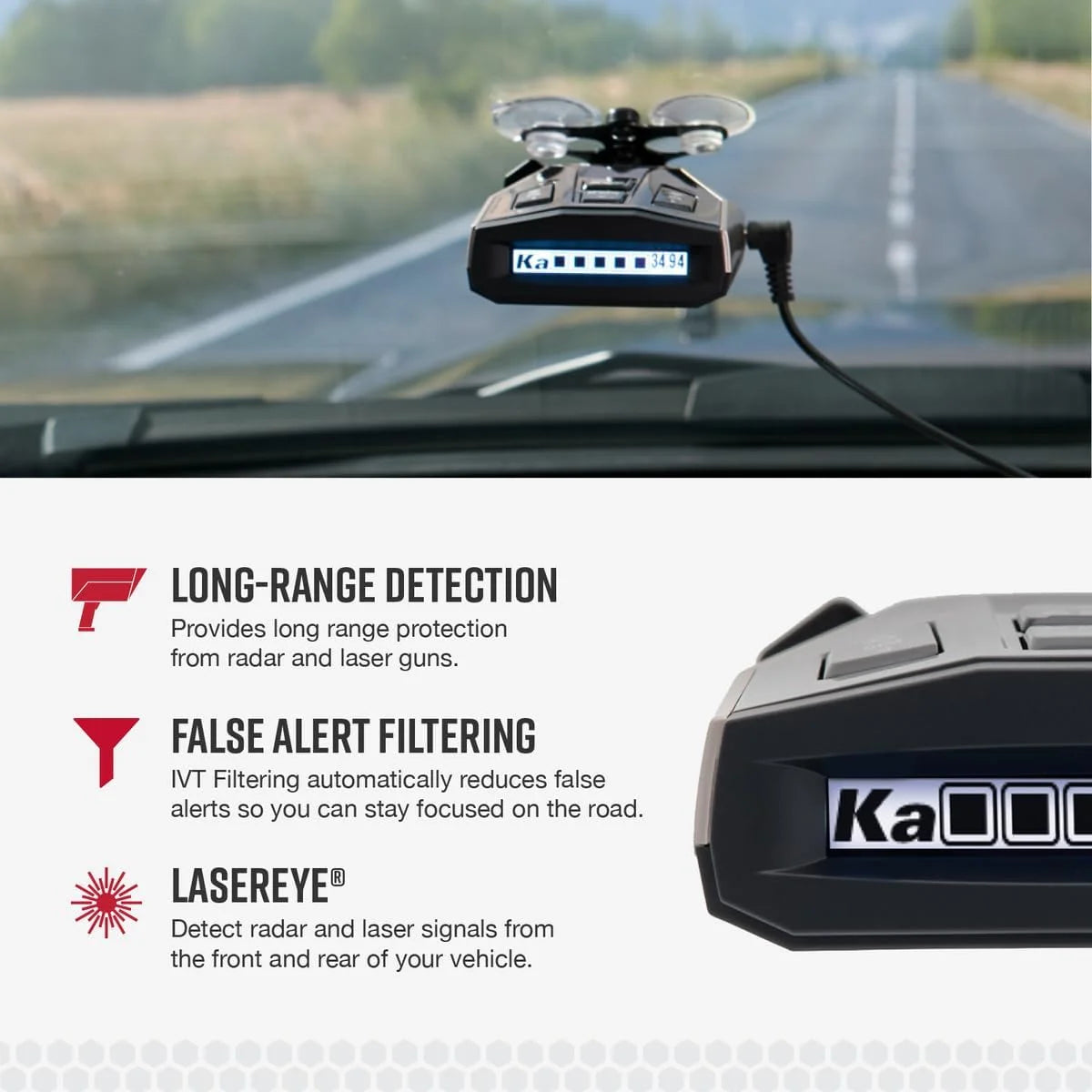 Cobra RAD 450 Laser Radar Detector - Long Range, False Alert Filter, Voice Alert & OLED Display, Black, 0180002-2 (New)