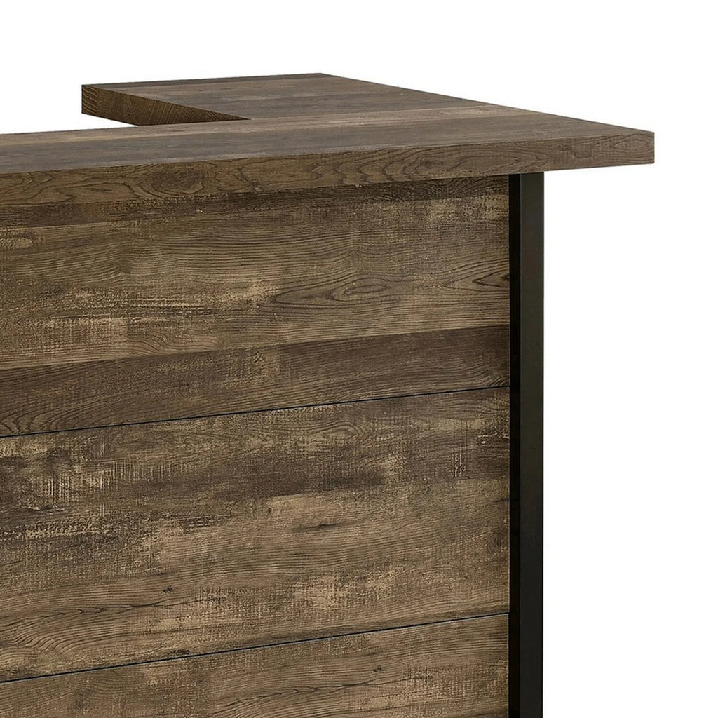 71 Inch Rectangular Home Bar Serving Unit Storage Shelves 2 Tiers Brown